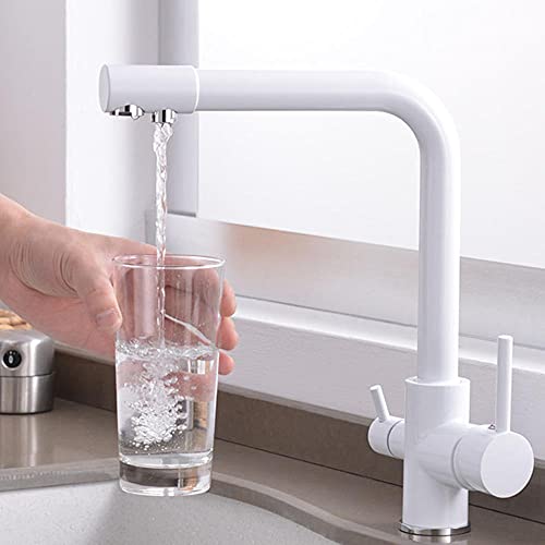 Robinet de cuisine 3 voies en laiton blanc chic et durable