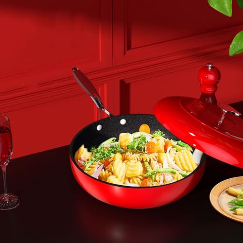 Wok antiadherente de 32 cm color rojo miniatura 5