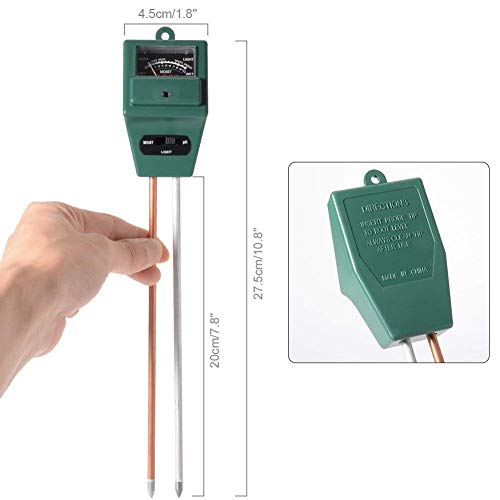 Image of Soil Moisture Light Inspect Acidity Meter Ph Tester 3 in 1 Soil Thermometer for Plant Health Garden Accessories Thermometer