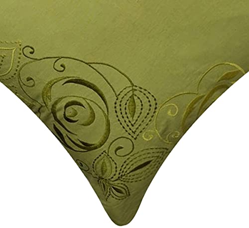 Image of SAJAVAT HOME CC78 Cotton Stripe Khadi Print Cushion Cover (Pack of 1) 18x18 INCHES /45x45 cm Blue & Off White (Lime Green, Cotton)
