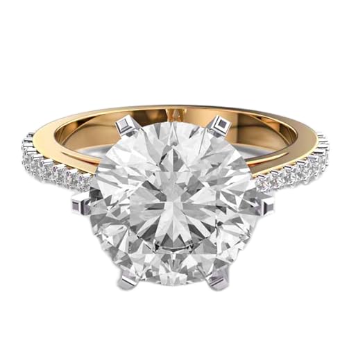 Bague solitaire en moissanite argent plaqué or, le cadeau femme LKJR_0767