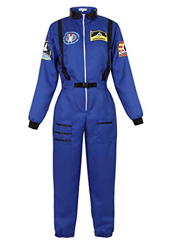 Josamogre Deguisement Astronaute Adulte Costume Halloween Cosplay pour Femme Espace Mission Cosmonaute Bleu M Cover