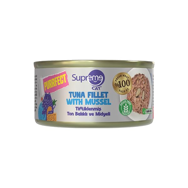 Purrfect Ton Balıklı & Midyeli Yaş Kedi Maması 70 gr Tiftiklenmiş Tahılsız Konserve