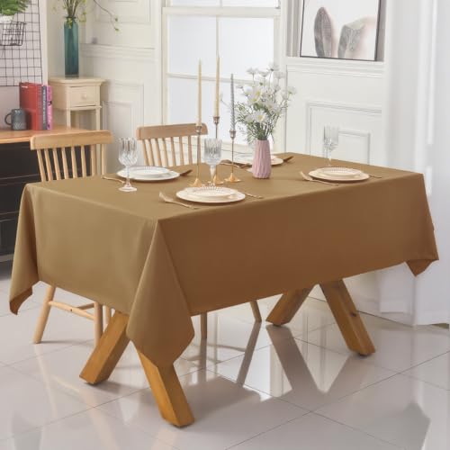 Image of 10-Pack 60x102 inch Coffee Table Cloths, Solid Stain and Wrinkle Resistant Oblong Tablecloth, Premium Plain Weave Polyester Fabric Rectangle Table Linen Covers for Hotel, Wedding