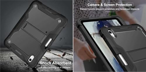 Image of WHITBULL Rugged Shockproof Heavy Duty Back Case Cover Compatible with iPad Air 11 inch M3 /M2 2025 /2024, iPad Air 7th /6th /5th /4th Gen 2022 /2020 10.9 Inch with S Pen Holder, Black
