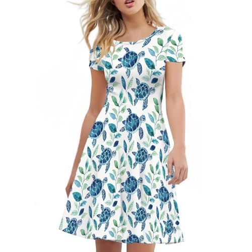 Image of AFPANQZ Womens Casual Summer Lightweight Vintage Dress Short Sleeve Midi Dress Knee-Long Luxury Formal Dress