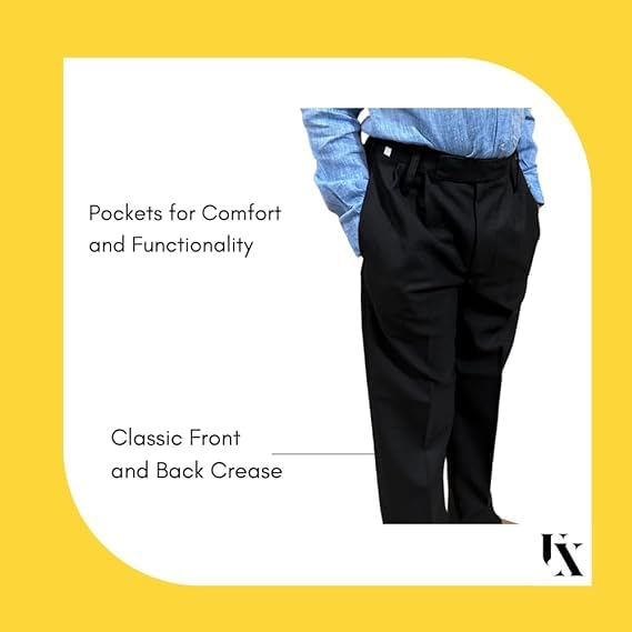 Image of White Cotton Trousers for Kids, Regular Fit