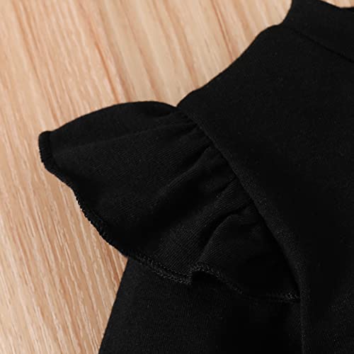 Noubeau My 1St Halloween Baby Girl Outfits Ruffle Pumpkin Print Tunic Drees Shirt Stripe Pants Legging Fall Winter Clothes（Black- A,3-6 Months） #TOP4