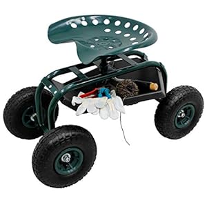 ECD Germany Tuinzitje mobiel met wielen – tot 135 kg belastbaar – rubberen wielen – stalen frame – in hoogte verstelbaar…