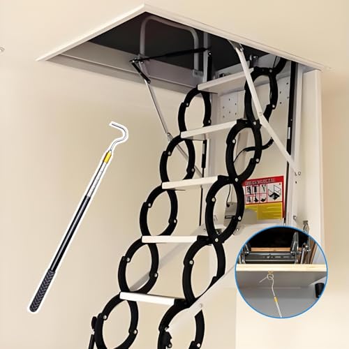 HSUYUN Teleskopstange mit Haken, Einziehbar Markisenöffner-Abzieherstange, mit Haken Dachboden-Leiter-Zugsystem-Set, Edelstahl-Einziehhaken, für Angeln, Camping, Zuhause