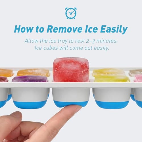 Image of ChefAide Ice Cube Tray with Lid and Bin, 3 Packs 42 Cubes Silicone Plastic Ice Cube Trays for Freezer, Stackable Ice Tray with Container, Ice Scoop for Drinks, Coffee and Cocktails