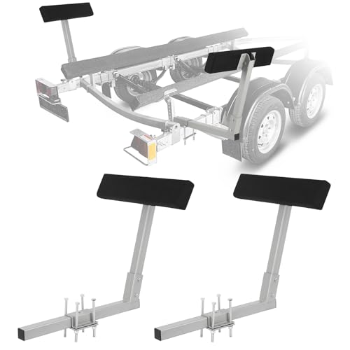 SierraSquad 2PCS Boat Trailer Guides, 20" Inch Carpeted Guide On Tilting Side Bunks, 2 Foot Bunk Boards Kit, for High Beam, Box or C-Channel Trailers with Mounting Frames and Hardware