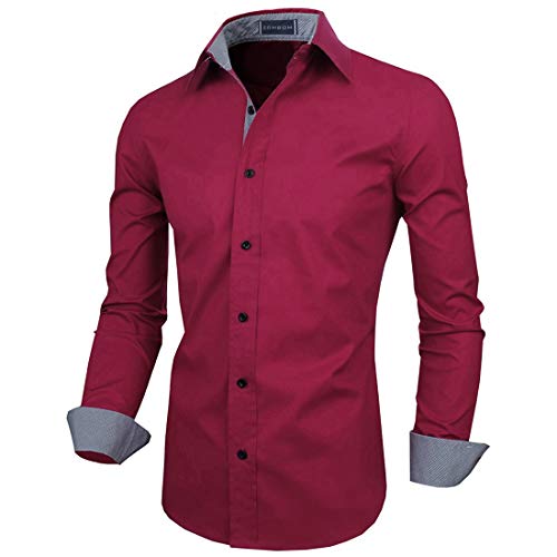 Image of Zombom Men's Solid Cotton Blend Regular Fit Full Sleeve Collared Neck Casual Shirt for Men