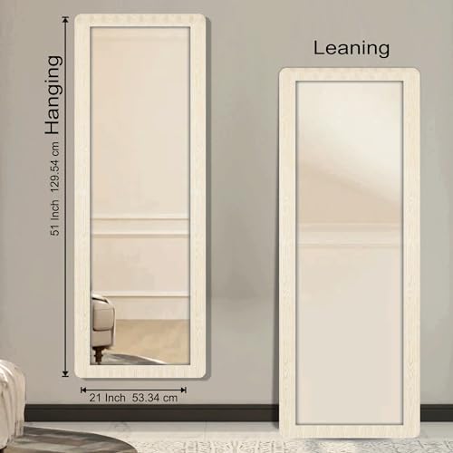 Image of Creative Arts n Frames 21 x 51 inch Full Length Dressing Chevel Long Fiber Wood Rectangular Framed HD Mirror Home Wall Living Room Decor Items (Highland Pine Finished Framed HD Mirror.)