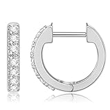 Gacimy Silvertone Huggie Earrings for Women 14K White Gold Plated, Small Imitation Cubic Zirconia Cartilage Hoop Earrings Cuffs for Women, 13mm Silvertone