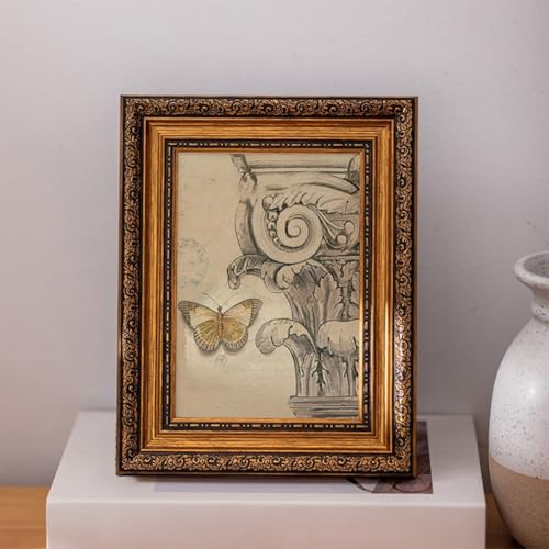 Marco de fotos clásico de 7 pulgadas, elegante marco vacío para exhibición de arte, pintura al óleo, decoración del hogar, diseño ligero de lujo (A)