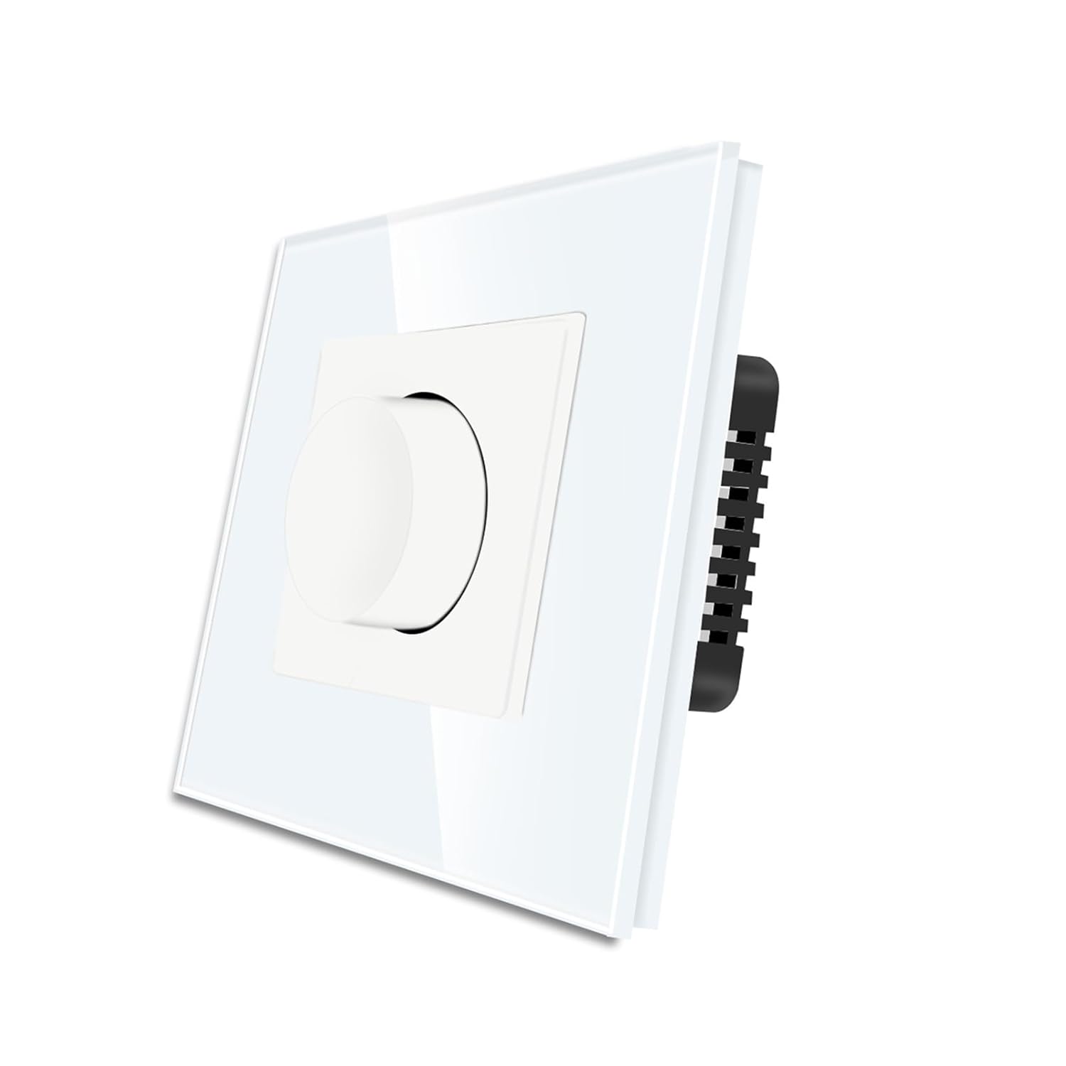 Light Dimmer Wall Switch Rotary Knob Glass Mechanical LED Dimmable Wall Mounted Switches EU Standard Switches(Black)