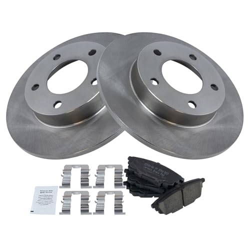 Image of TRQ Rear Ceramic Brake Pad and Rotor Set | For 01 Mazda Protege L4 2.0L 02-03 Mazda Protege 02-03 Protege5