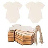 Onesie Wooden Clothing Shape Wood Blank with Twines Art Unfinished Ornaments for Baby Nursery Baby Shower Door Hanger Christmas Wedding Birthday Party Valentine's Day Decoration 20 Pcs
