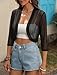 ZAFUL Women's Open Front Bolero Shrug Cardigans Shrugs for Dresses 3/4 Sleeve Lightweight Cropped Tops Black M