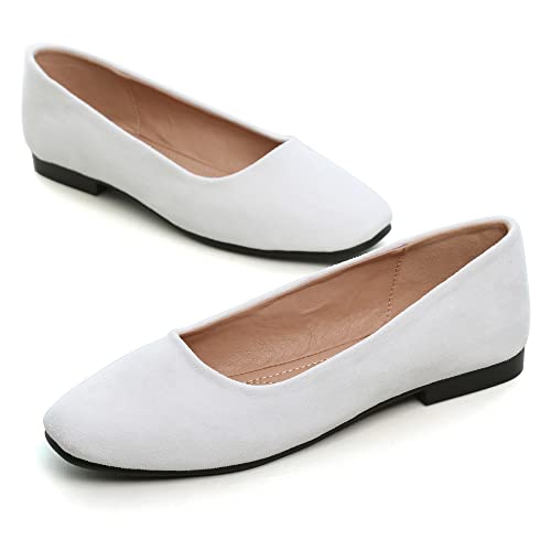 Image of ChaiRong Zhou Women Square Toe Ballets Flats Comfort Slip On Walking Shoes for Driving