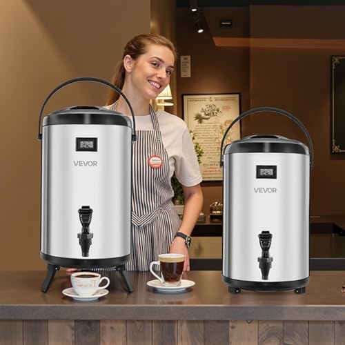 VEVOR Insulated Beverage Dispenser, 3.2 Gal/12L Stainless Steel Thermal Drink Server with Spigot & Temp Display, Suitable for Hot and Cold Drinks, for Tea Coffee Water in Cafes & Restaurants, 2 Pack by VEVOR - Image 2