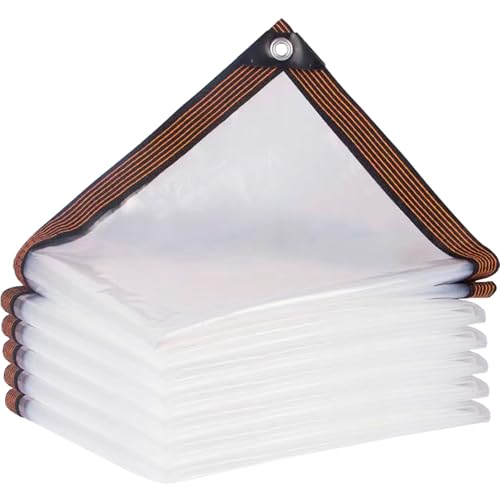 Clear Tarps with Grommets, 6.6x8.2 FT -Plastic Tarpaulin,Thicken Waterproof Transparent Plastic Tarp for Patio Enclosures Winter Protection for Plants Gardens Chicken Coops and Patios,Greenhouse by MALALAWQ - Used condition - CA$14.48