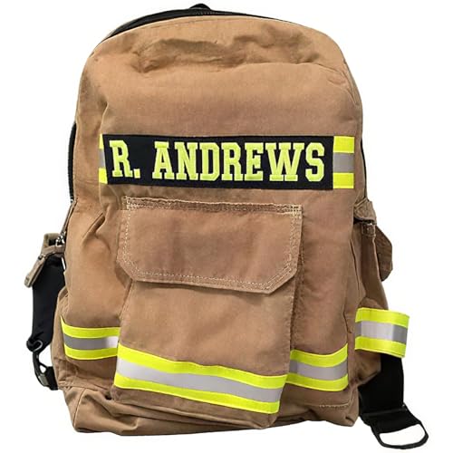 Personalized Firefighter Turnouts Backpack with Embroidery Name, Custom Upcycled Firefighter' Backpack Adventure Gear Bag Tactical Backpacks Firefighter Gift