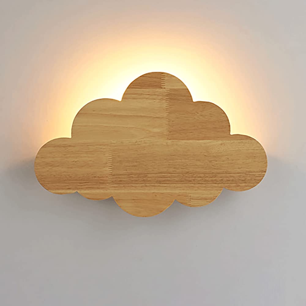 Habitación de niños con luces de pared de troncos en forma de nube cálidas