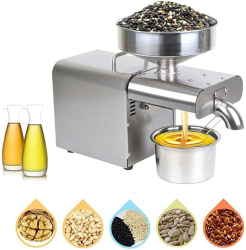 ASerZenith Prensa De Aceite Automática De 610 W, Extractor De Aceite De Nueces En Frío Y Caliente, Comercial Y Doméstico, De Acero Inoxidable, Eléctrico, Fácil De Extraer para Aceit