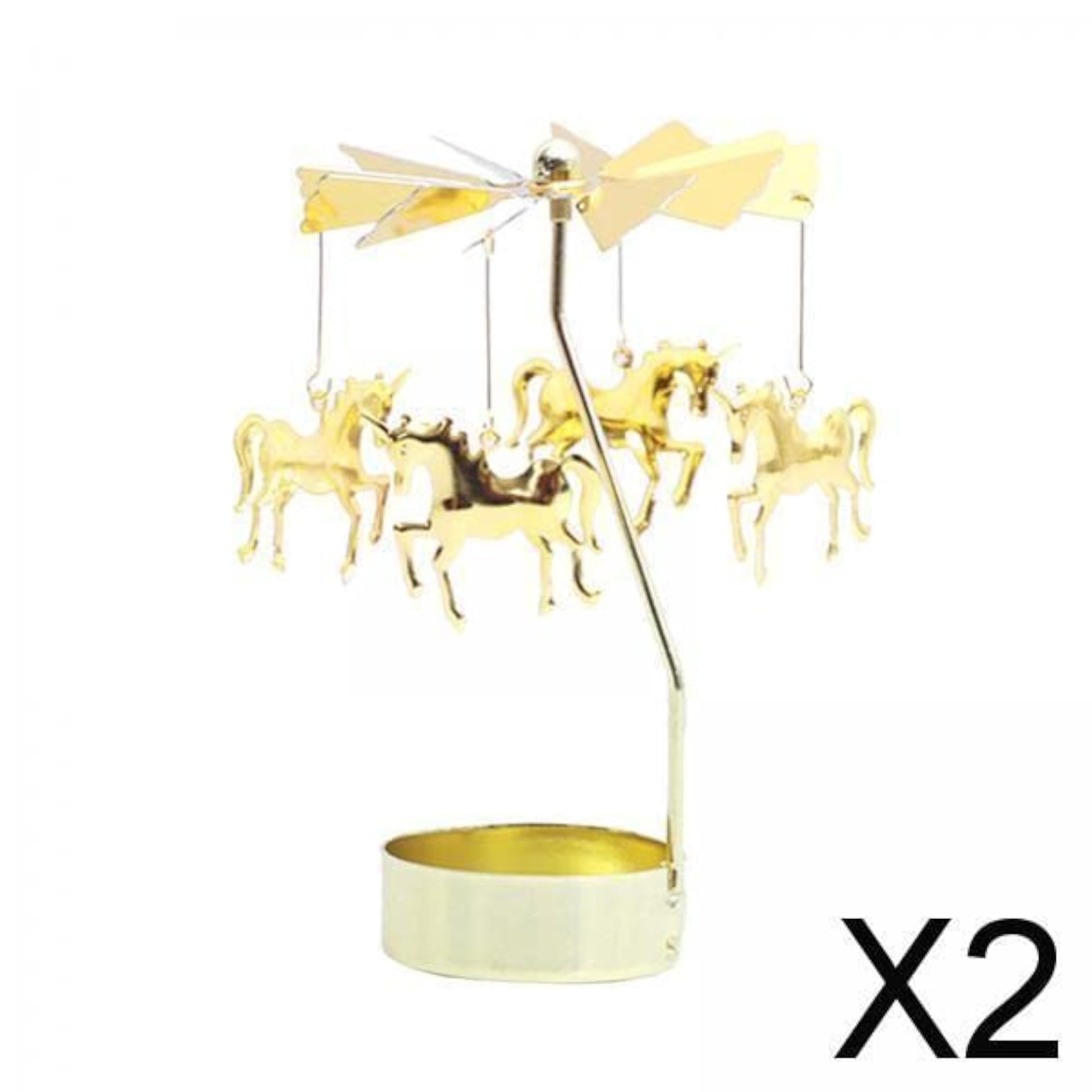 Christmas Tea Light Rotary Candlesticks, Unicorn Design