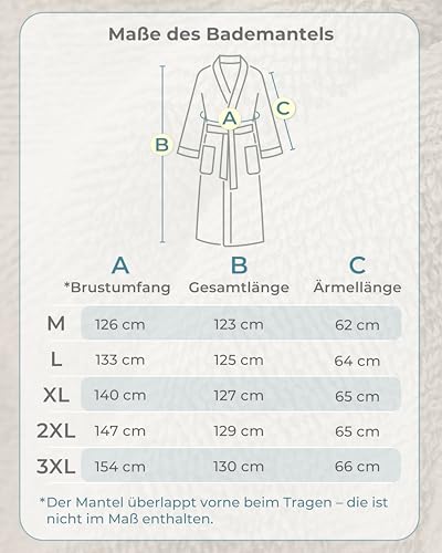 LAYNENBURG Bademantel Herren Frottee aus 100% Baumwolle - OEKO TEX Standard - weicher Morgenmantel waden-lang mit Kapuze, Bindegürtel und aufgesetzten Taschen - für Sauna & Zuhause (M blau)