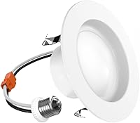 Vista 1 de Four-Bros Lighting Foco LED de retrofit de 4 pulgadas, 10 vatios, igual a 75 vatios, regulable, CCT seleccionable 2700K / 4000K / 5000K, borde liso