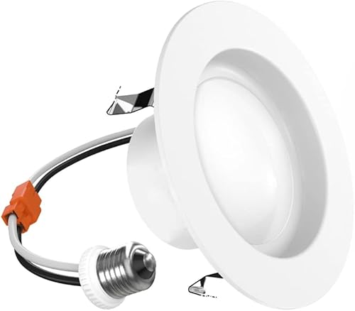 Four-Bros Lighting Foco LED de retrofit de 4 pulgadas, 10 vatios, igual a 75 vatios, regulable, CCT seleccionable 2700K  4000K  5000K, borde liso