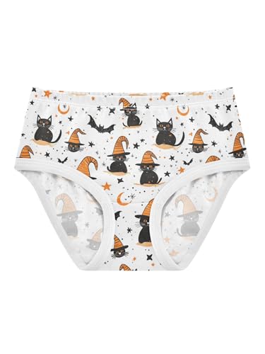 ZZKKO Cats Bats and Star Girls Underwear Toddler Panties for Girls Comfort Brief Size 2T