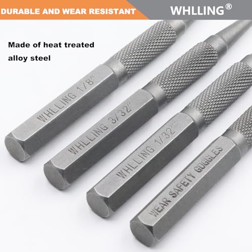 image for WHLLING 4-Piece Nail Setter Punch and Center Punch Set, Heat Treated A