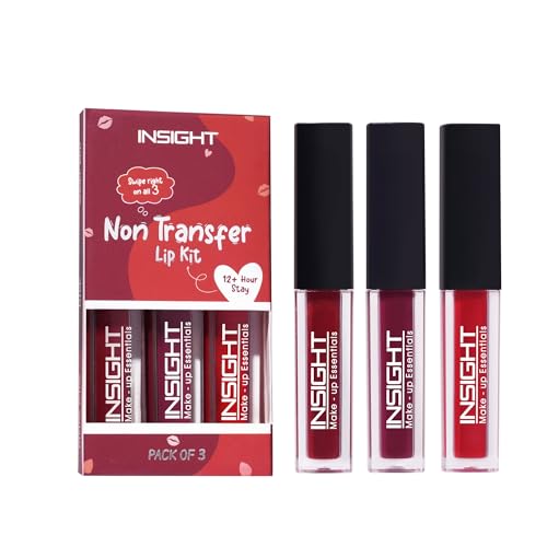 INSIGHT Non Transfer Liquid Lipstick Kit – Reds (Pack of 3) | Waterproof | Matte Finish | Transfer & Smudge Proof | Lightweight | 12 Hr Wear| Highly Pigmented 12 g