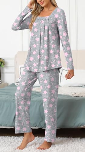 Anyally Women's Pajama Sets, 2 Piece Fall Long Sleeve Pjs Sets Winter Ladies Loungewear with Pockets3