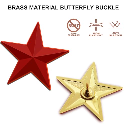 Image of 10 /20 /50 /100 Pcak Red Five-Pointed Star Lapel Pins Bulk-Pentacle Pentagram Lapel Pins Badge Souvenir