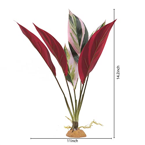 Jihaqua Realistic Artificial Silk Fabric Plant For Reptile Tank, Terrarium And Aquarium Decor (Style C) #TOP2