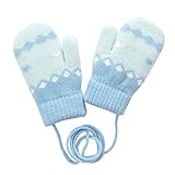 [eigenn] 手袋 子供用 ミトン手袋 グローブ キッズ 紐付き 防寒 厚手 裏起毛 男の子 女の子 2-4歳 雪遊び おでかけ 通園 通学 出産祝い 冬 (Bブルー)