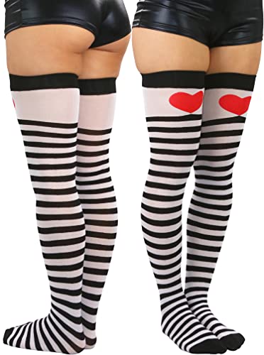 Image of ToBeInStyle Women's Opaque Hosiery Thin Striped Thigh High Long Stocking