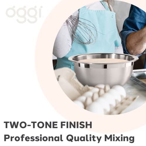 Oggi 3-Quart Two-Tone Stainless Steel Mixing Bowl, Great for Mixing, Making Dough, Dressing Salads, Mixing Eggs, Washing Vegetables by Oggi - Image 6