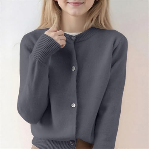 Girls Button Down Knit Sweater Cardigan Plain Cute School Uniform Knitwear Kids Long Sleeve Fleece Warm Jacket Cardigan2