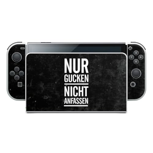 DeinDesign Nintendo Switch OLED Skin Schwarz 'Nicht Anfassen'