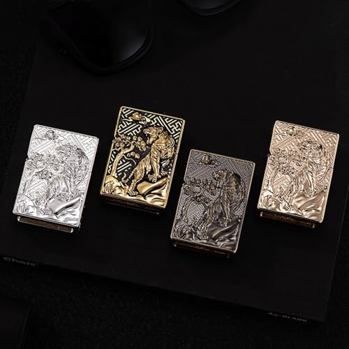 Encendedor de queroseno metálico retro con rueda de molienda miniatura 5