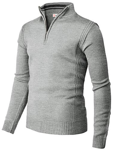 H2H Mens Casual Slim Fit Pullover Sweaters Knitted Henley Long Sleeve Thermal Gray US 3XL/Asia 4XL (CMOSWL044)