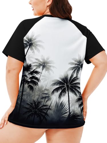 Image of AOBUTE Womens Plus Size Rash Guard Shirts Short Sleeve Swim Top UV UPF 50+ Sun Protection Swimwear Swimsuit
