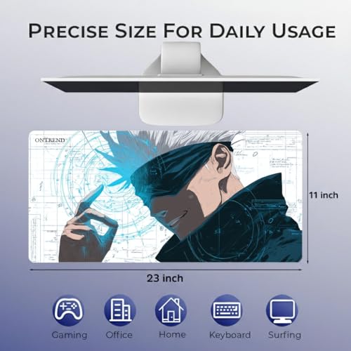 Image of ON TREND Anime Series Printed Mouse pad with Anti-fray Stitching, Waterproof Surface & Non-Slip Rubber Base Gaming Mouse Mat for Laptop, Computer & Desk (Large Extended -23x11 Inch) (Gojo)