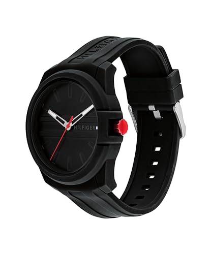 Image of Tommy Hilfiger Men's 3-Hand Quartz Watch - Casual Sport Style, Silicone Strap, Water-Resistant to 50 Meters, Everyday Fashion Wristwatch, Gift for Him - 44mm